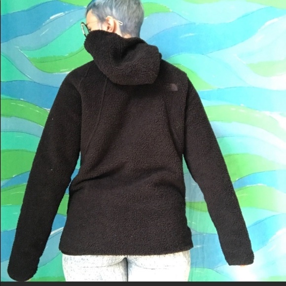 THE NORTH FACE teddy bear fleece black hoodie jacket sweatshirt base layer - Picture 9 of 12